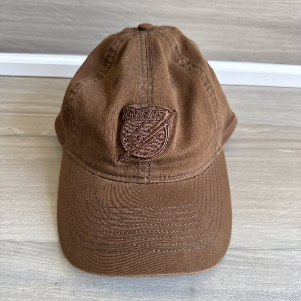 Vintage Tampa Bay Lightning Hat Fitted‎ OSFA Brown Old Time Hockey NHL Hockey